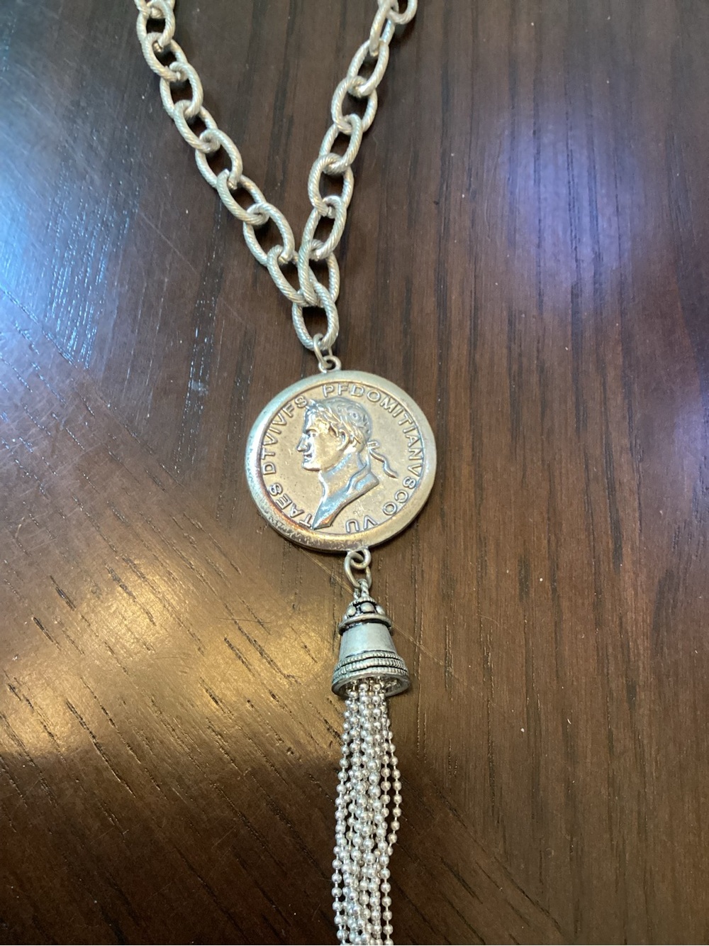 Vintage-Inspired Silver Coin Tassel Necklace